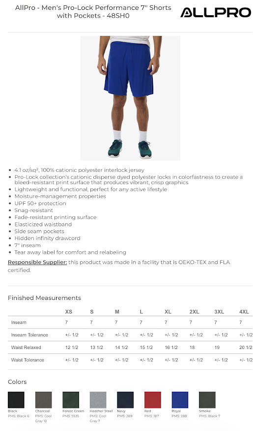 Union 464 Shorts with Pockets (7 inch)